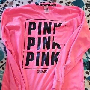 PINK Victoria's Secret Long Sleeve Tee - Pink and Black